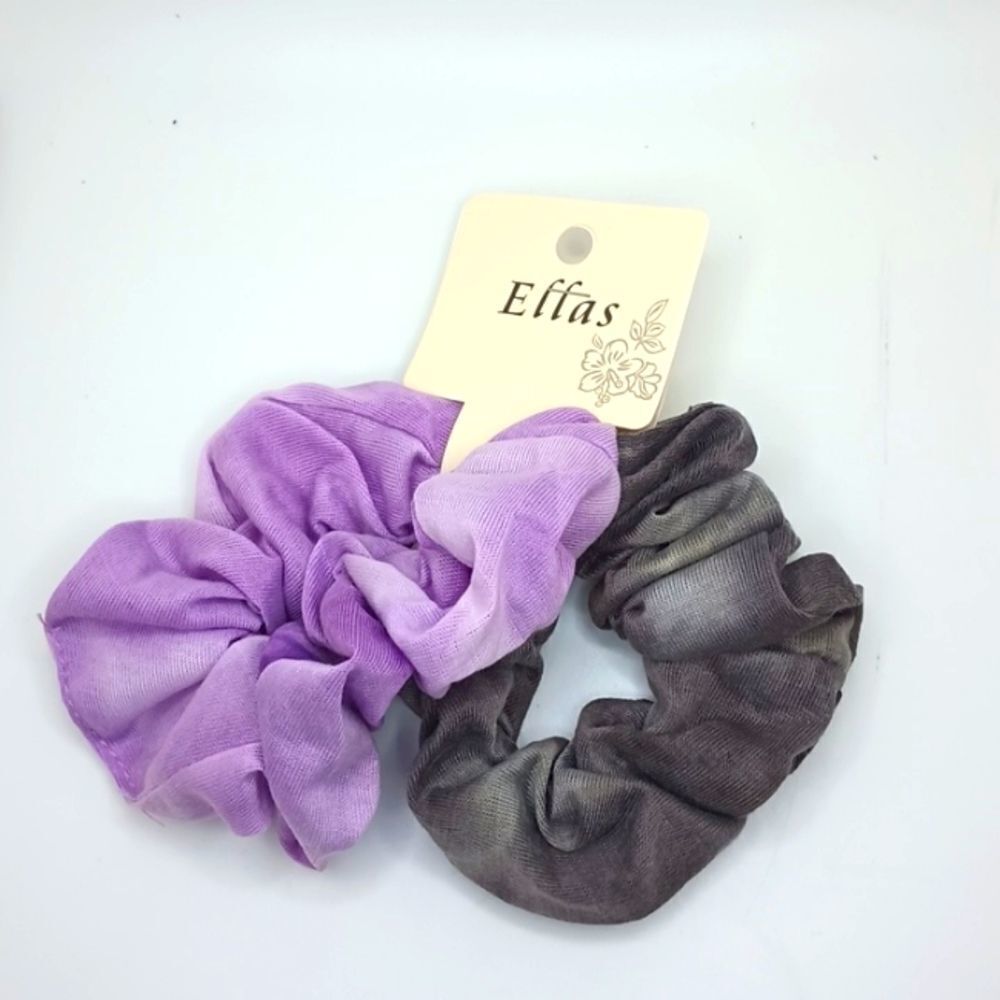 SOFT tie-dye scrunchies purple gray